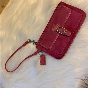 Coach pink suede wristlet